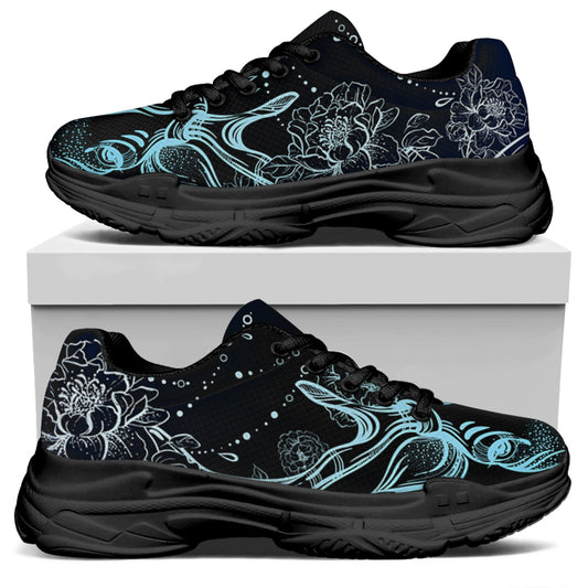 Bohemian Spiritual Deer Print Black Chunky Shoes