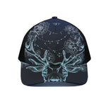 Bohemian Spiritual Deer Print Black Mesh Trucker Cap