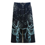 Bohemian Spiritual Deer Print Cotton Front Slit Maxi Skirt