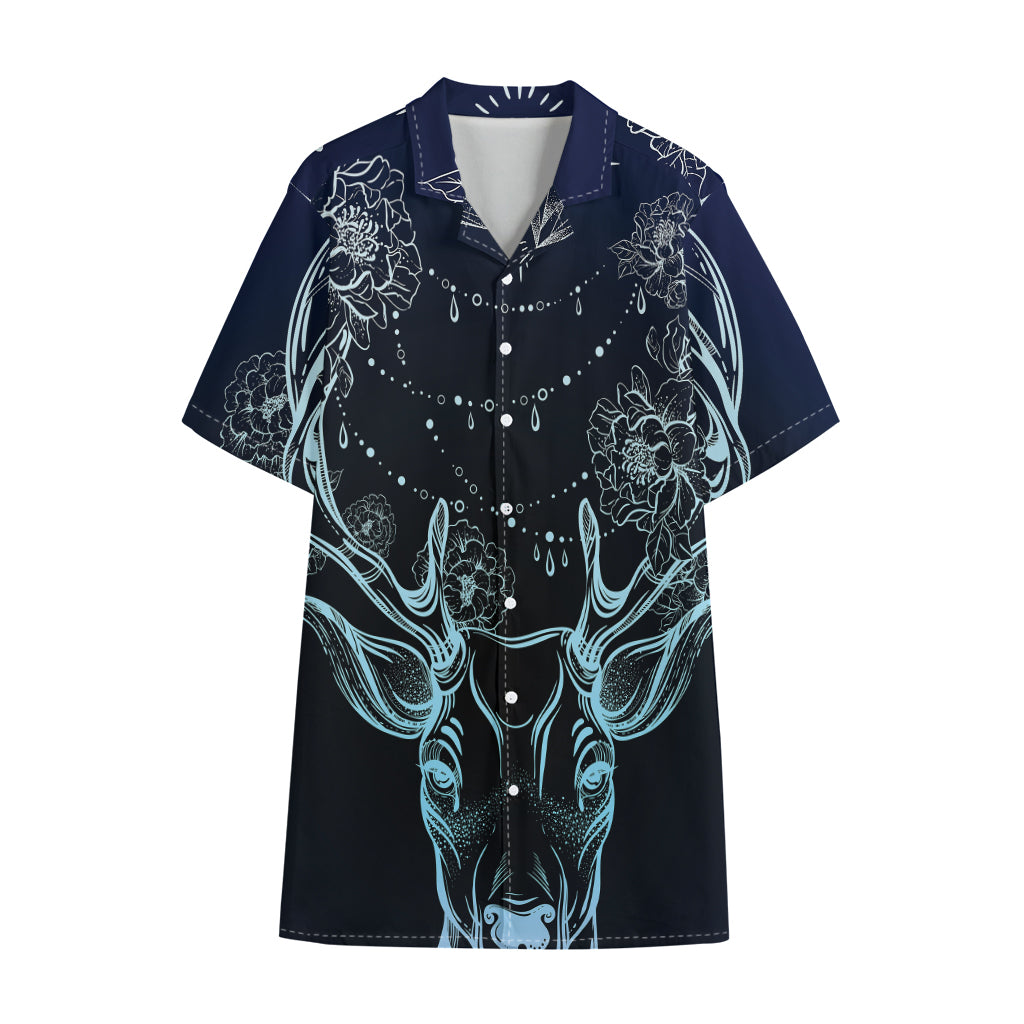 Bohemian Spiritual Deer Print Cotton Hawaiian Shirt