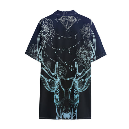 Bohemian Spiritual Deer Print Cotton Hawaiian Shirt