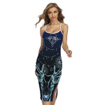 Bohemian Spiritual Deer Print Cross Back Cami Dress