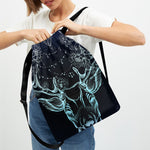 Bohemian Spiritual Deer Print Drawstring Backpack