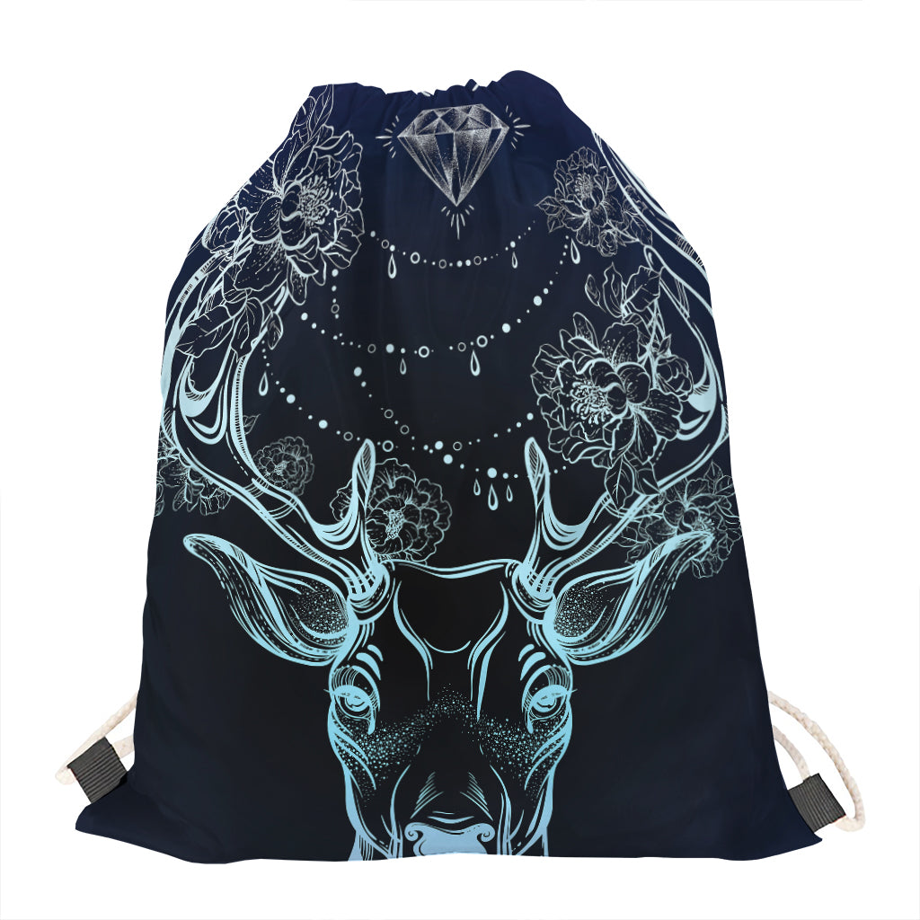 Bohemian Spiritual Deer Print Drawstring Bag