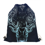 Bohemian Spiritual Deer Print Drawstring Bag