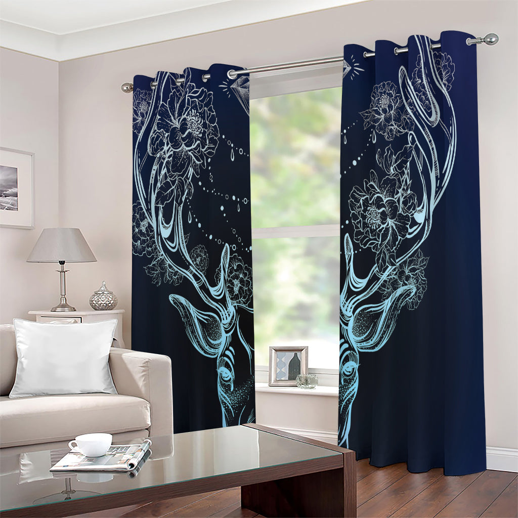 Bohemian Spiritual Deer Print Extra Wide Grommet Curtains