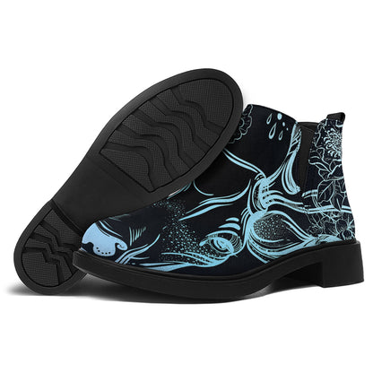 Bohemian Spiritual Deer Print Flat Ankle Boots