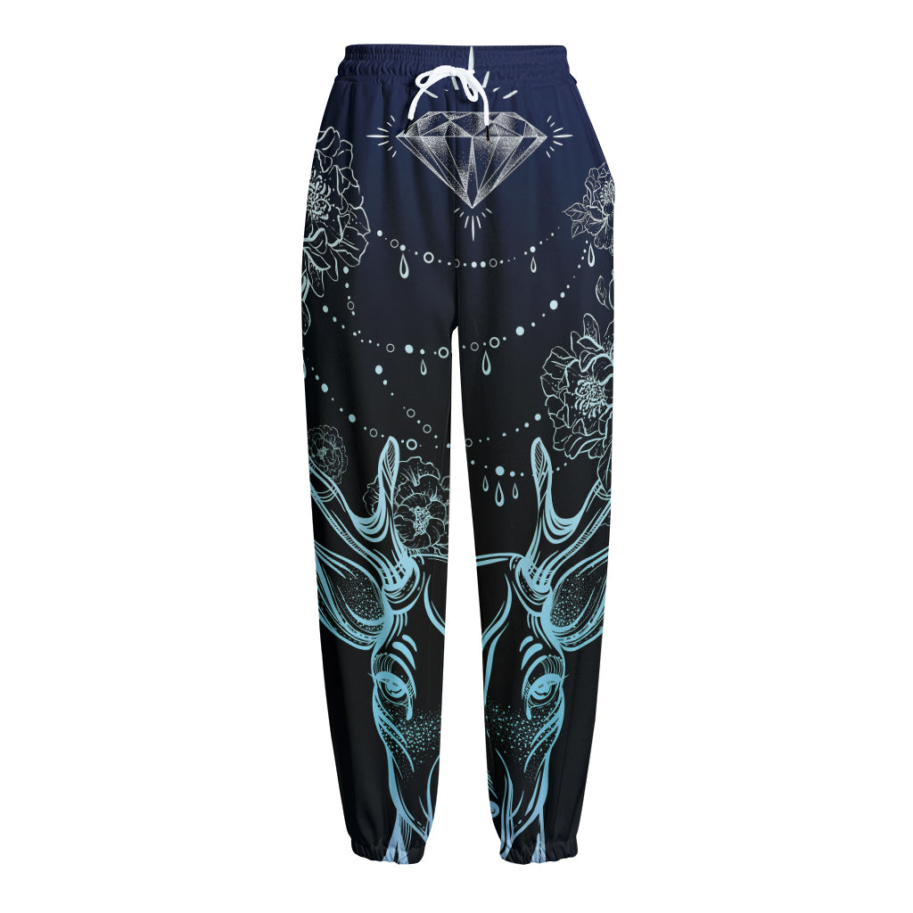 Bohemian Spiritual Deer Print Fleece Lined Knit Pants