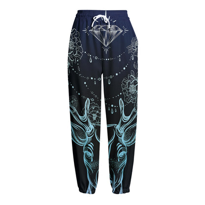 Bohemian Spiritual Deer Print Fleece Lined Knit Pants