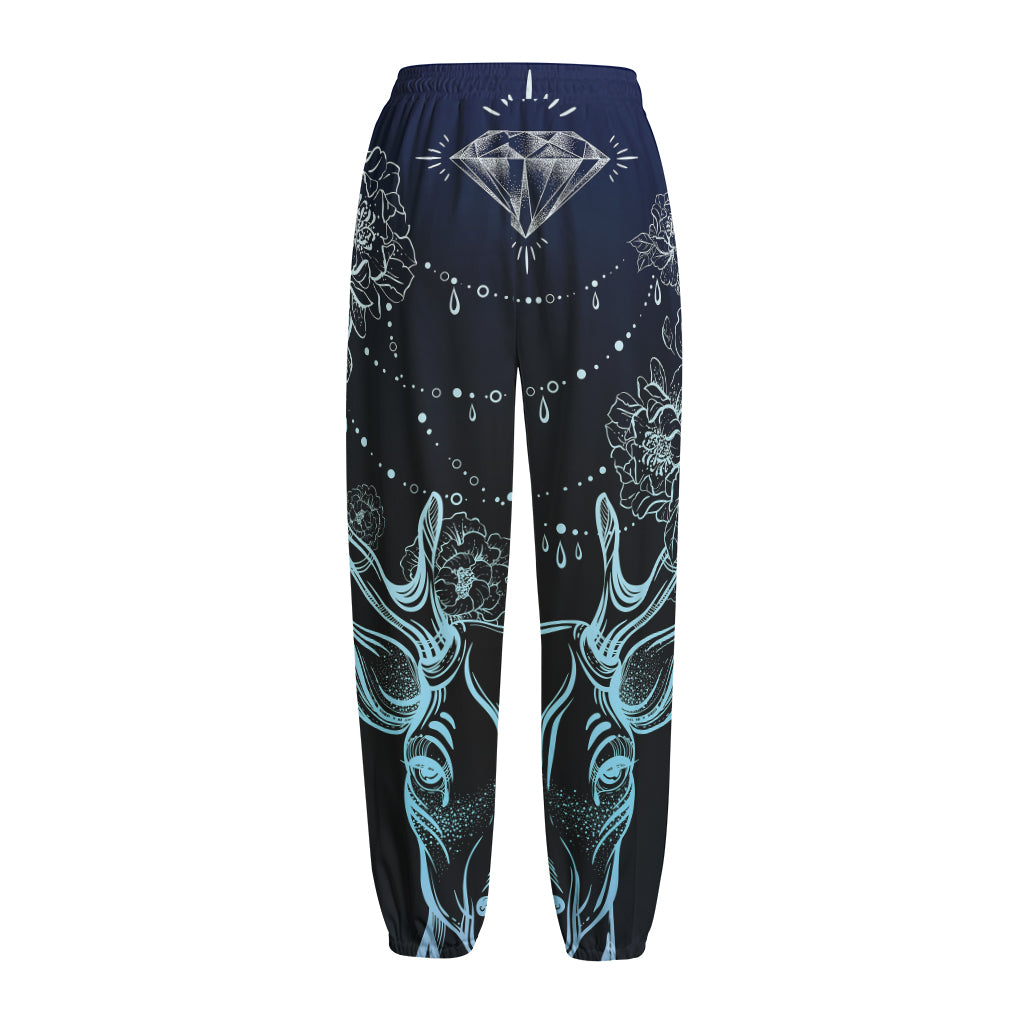 Bohemian Spiritual Deer Print Fleece Lined Knit Pants