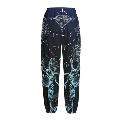 Bohemian Spiritual Deer Print Fleece Lined Knit Pants
