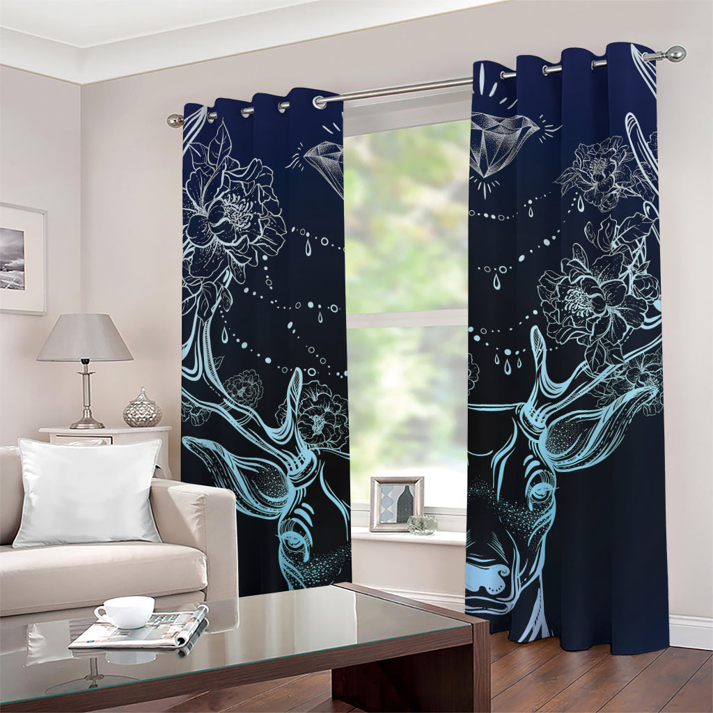Bohemian Spiritual Deer Print Grommet Curtains