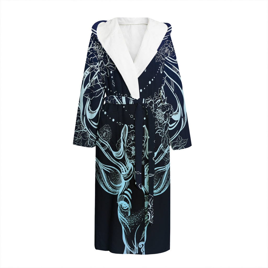 Bohemian Spiritual Deer Print Hooded Bathrobe
