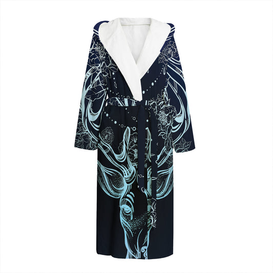 Bohemian Spiritual Deer Print Hooded Bathrobe
