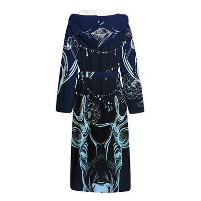 Bohemian Spiritual Deer Print Hooded Bathrobe