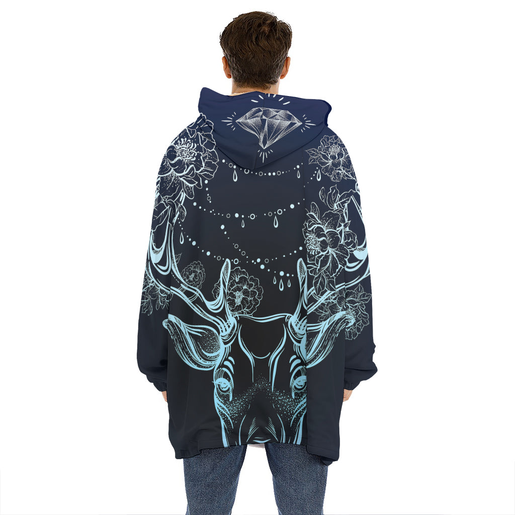 Bohemian Spiritual Deer Print Hoodie Blanket