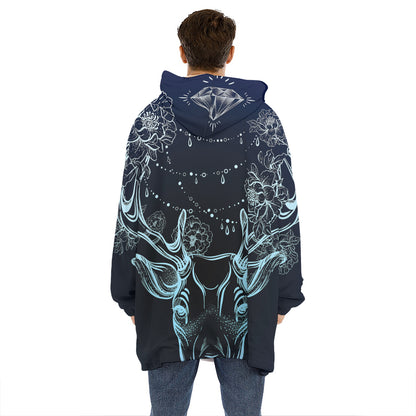 Bohemian Spiritual Deer Print Hoodie Blanket
