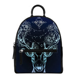 Bohemian Spiritual Deer Print Leather Backpack