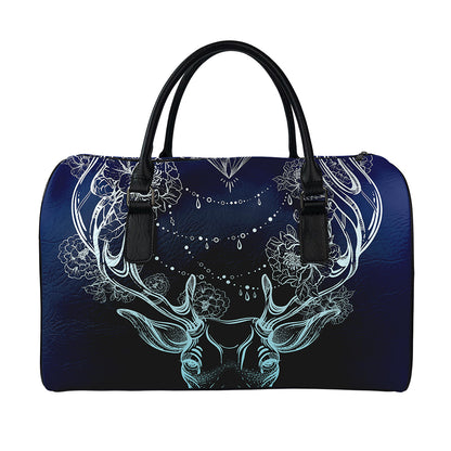Bohemian Spiritual Deer Print Leather Duffle Bag