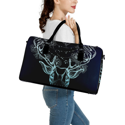 Bohemian Spiritual Deer Print Leather Duffle Bag