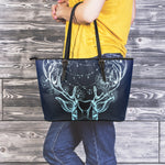 Bohemian Spiritual Deer Print Leather Tote Bag