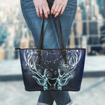 Bohemian Spiritual Deer Print Leather Tote Bag