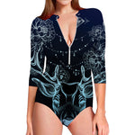 Bohemian Spiritual Deer Print Long Sleeve Swimsuit