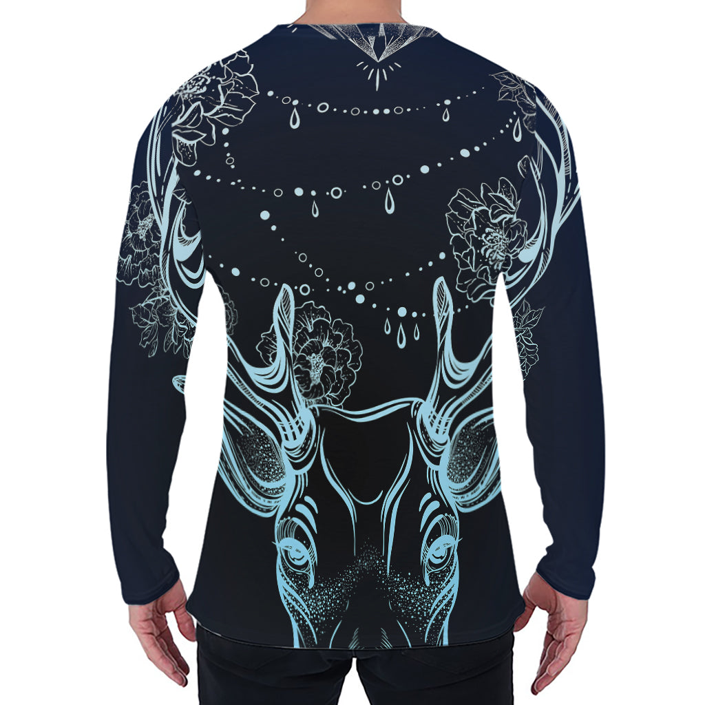 Bohemian Spiritual Deer Print Men's Long Sleeve T-Shirt