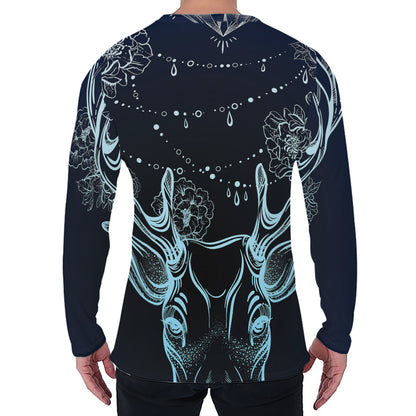 Bohemian Spiritual Deer Print Men's Long Sleeve T-Shirt