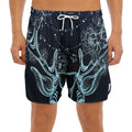 Bohemian Spiritual Deer Print Men's Split Running Shorts