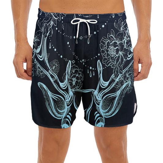 Bohemian Spiritual Deer Print Men's Split Running Shorts