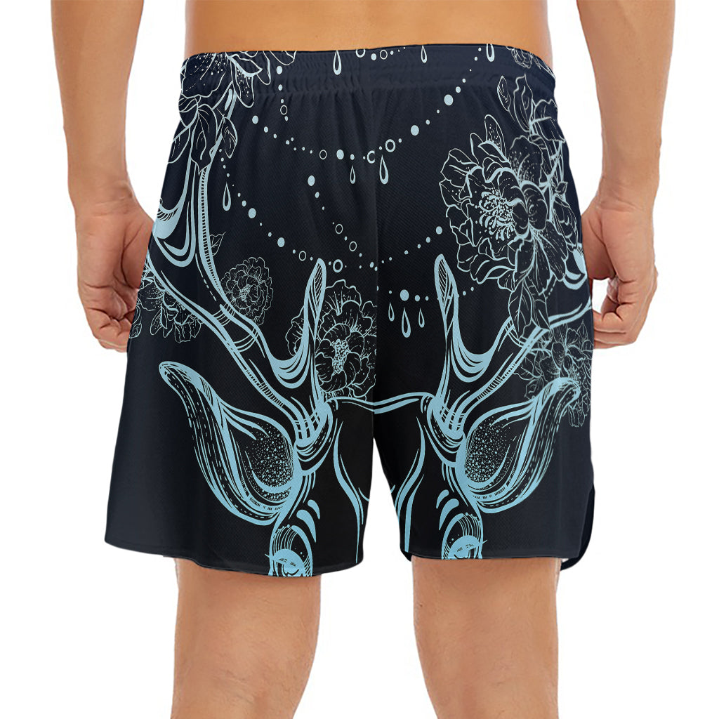 Bohemian Spiritual Deer Print Men's Split Running Shorts