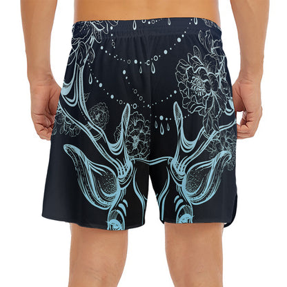 Bohemian Spiritual Deer Print Men's Split Running Shorts