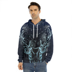 Bohemian Spiritual Deer Print Men's Velvet Pullover Hoodie