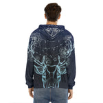 Bohemian Spiritual Deer Print Men's Velvet Pullover Hoodie