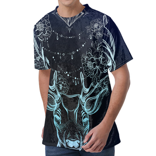 Bohemian Spiritual Deer Print Men's Velvet T-Shirt