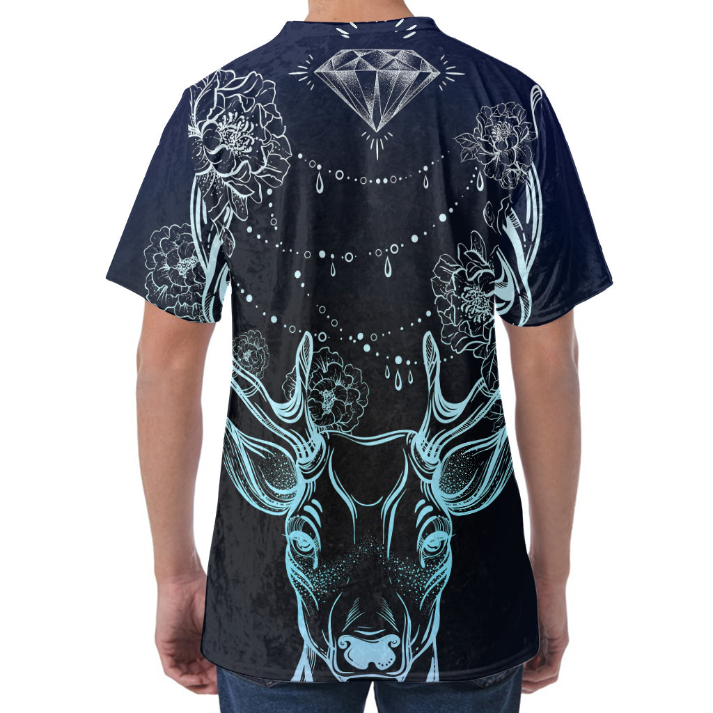 Bohemian Spiritual Deer Print Men's Velvet T-Shirt