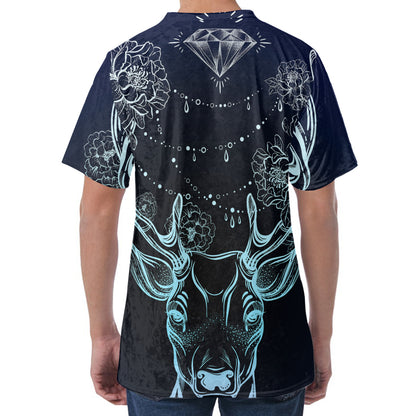 Bohemian Spiritual Deer Print Men's Velvet T-Shirt