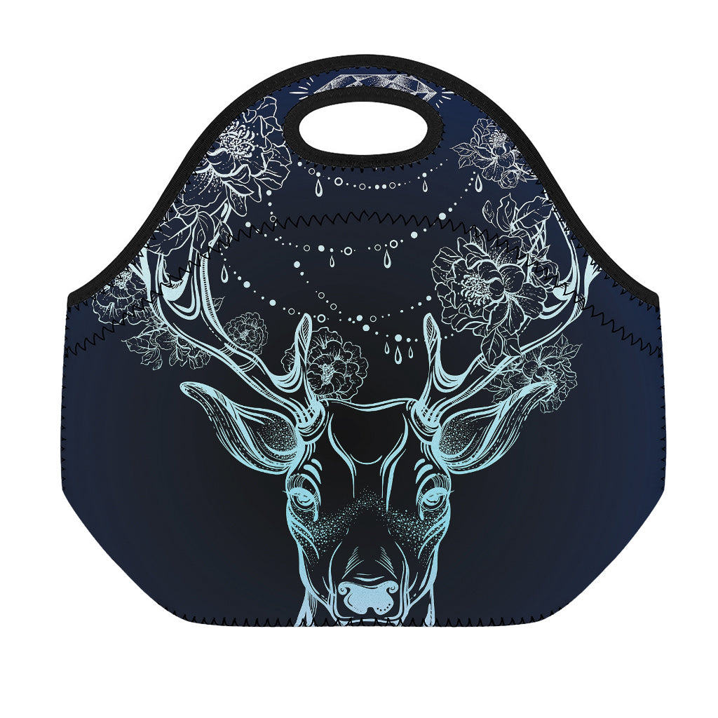Bohemian Spiritual Deer Print Neoprene Lunch Bag