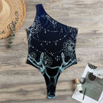 Bohemian Spiritual Deer Print One Shoulder Bodysuit