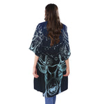 Bohemian Spiritual Deer Print Open Front Beach Cover Up