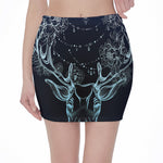 Bohemian Spiritual Deer Print Pencil Mini Skirt
