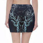 Bohemian Spiritual Deer Print Pencil Mini Skirt