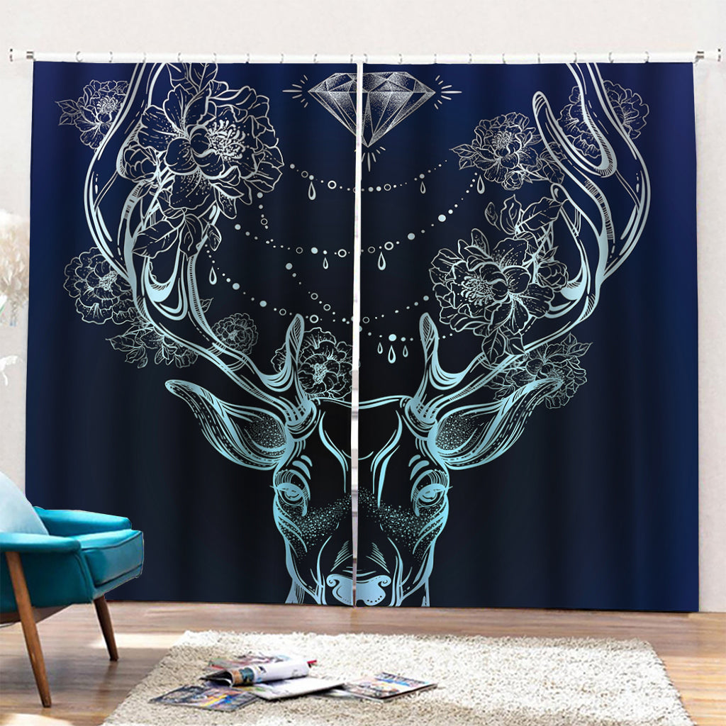 Bohemian Spiritual Deer Print Pencil Pleat Curtains