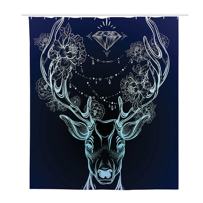Bohemian Spiritual Deer Print Polyester Shower Curtain