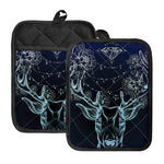 Bohemian Spiritual Deer Print Pot Holders With Pocket
