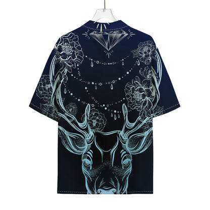 Bohemian Spiritual Deer Print Rayon Hawaiian Shirt