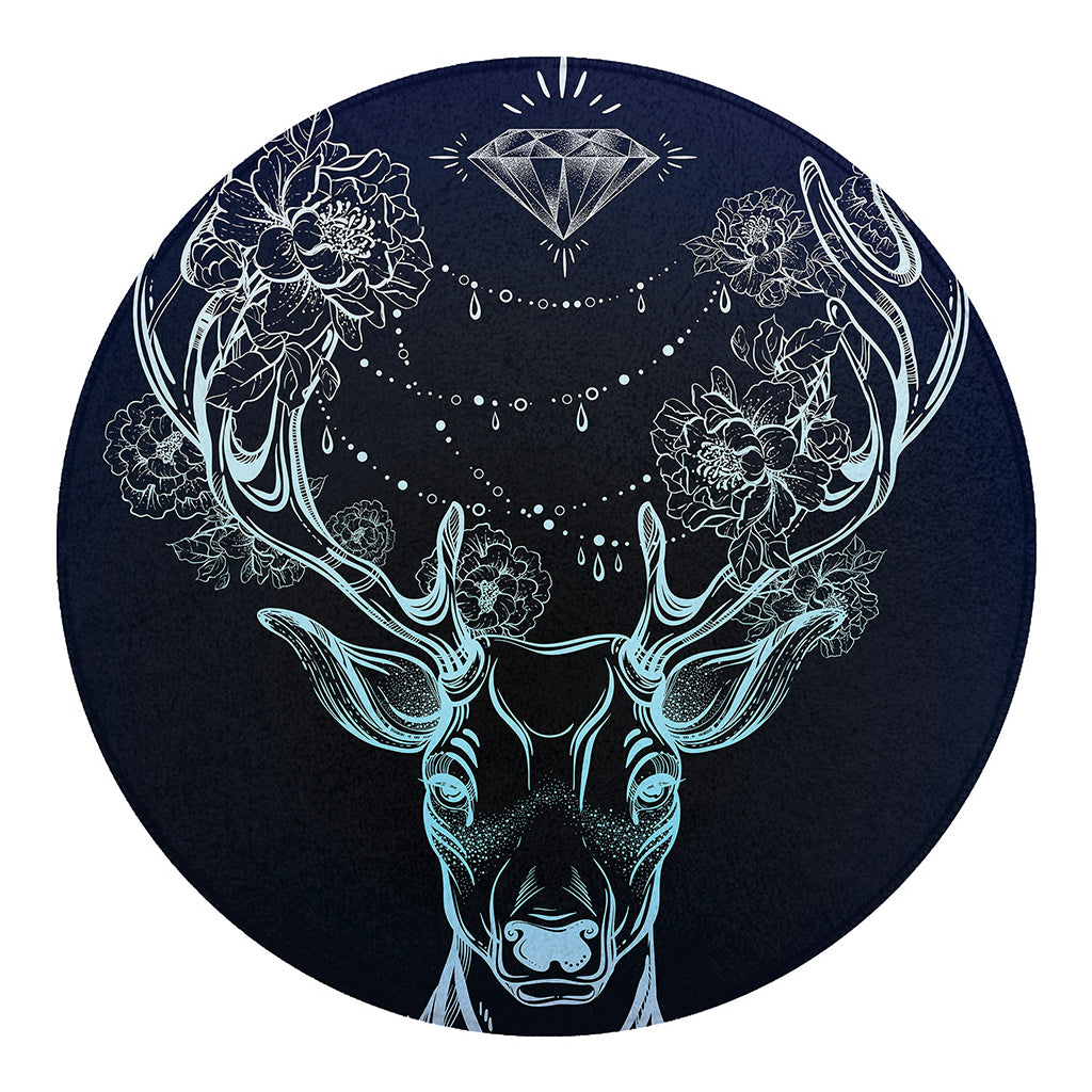 Bohemian Spiritual Deer Print Round Blanket