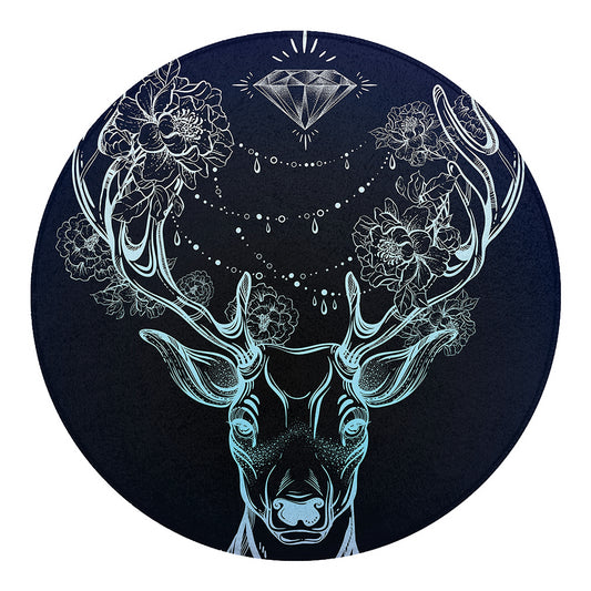 Bohemian Spiritual Deer Print Round Blanket