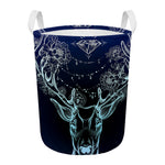 Bohemian Spiritual Deer Print Round Laundry Basket